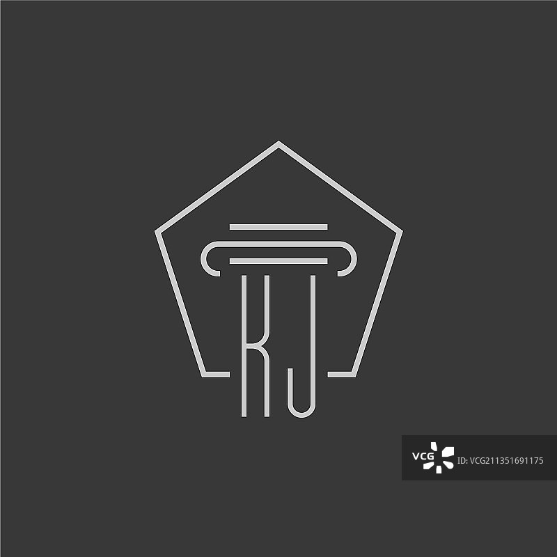 KJ字母单线柱形logo图片素材