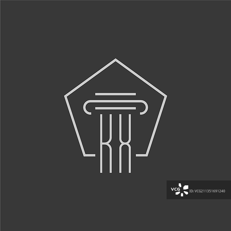 字母KX单线柱形logo首字母标图片素材