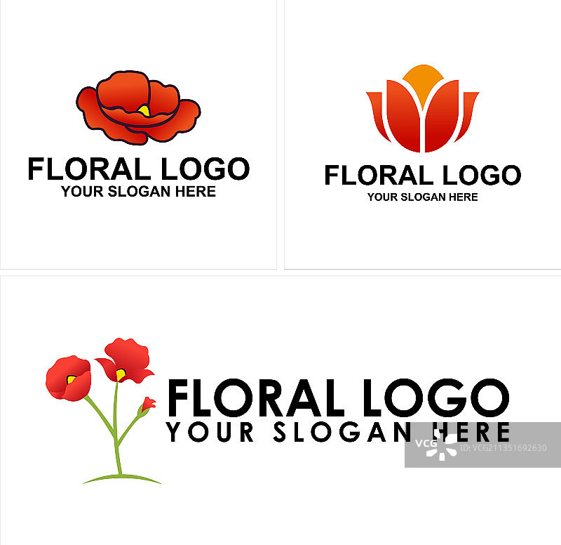 野花图案Logo设计图片素材