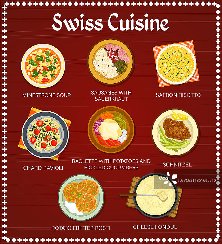 瑞士美食餐厅菜肴菜单页面图片素材