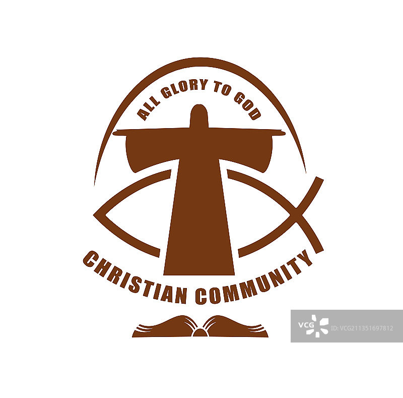 基督教社区耶稣基督与鱼图标图片素材