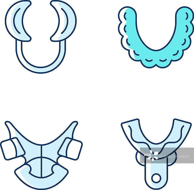 正畸器具RGB颜色图标集图片素材