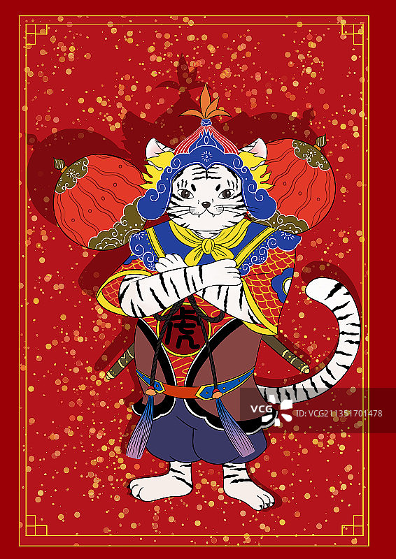 插图新年老虎门神图片素材