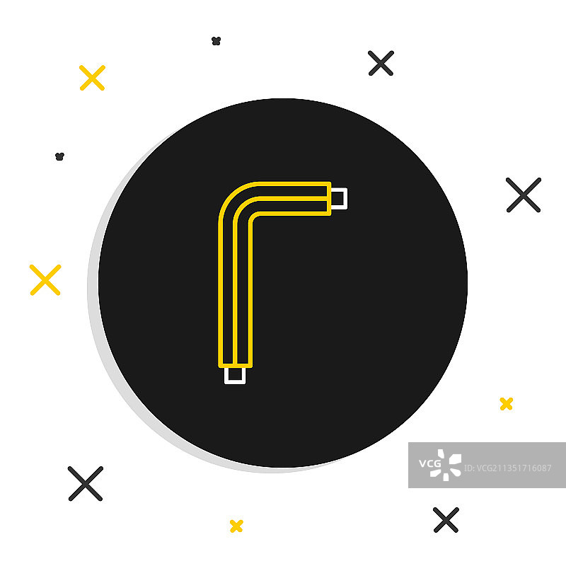 白色背景上的艾伦扳手线条工具图标图片素材