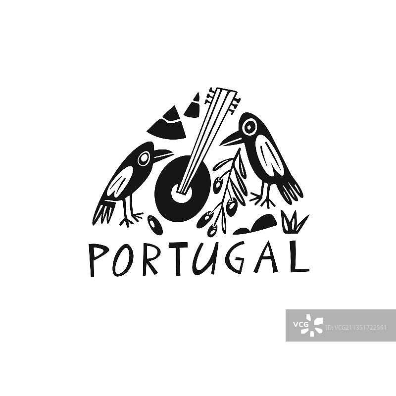 葡萄牙旅行手绘符号图片素材