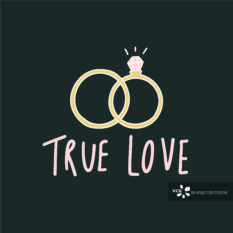 带有结婚戒指的真爱排版图片素材