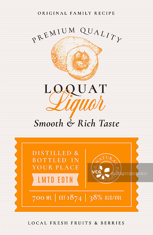 家庭配方枇杷利口酒抽象标签图片素材