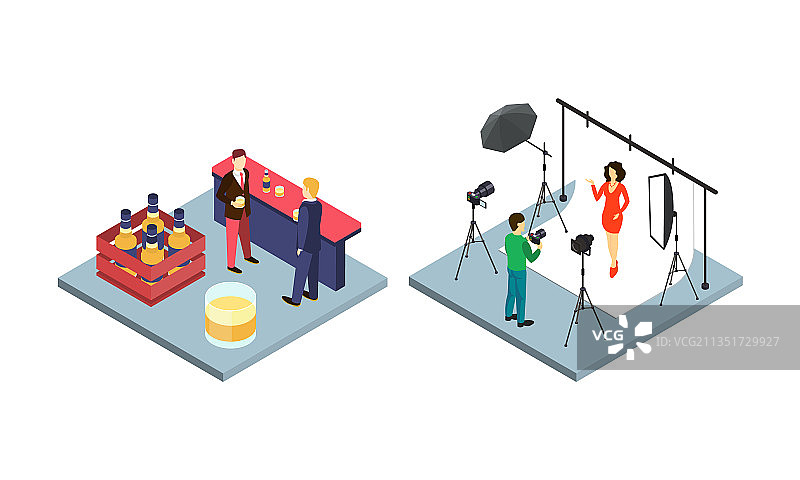 摄影师在工作室用相机拍摄模特图片素材