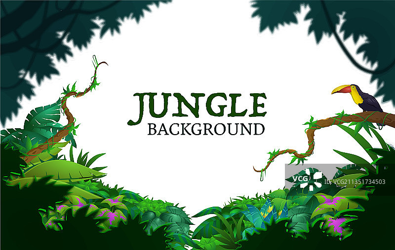 可爱彩色丛林植物背景图片素材