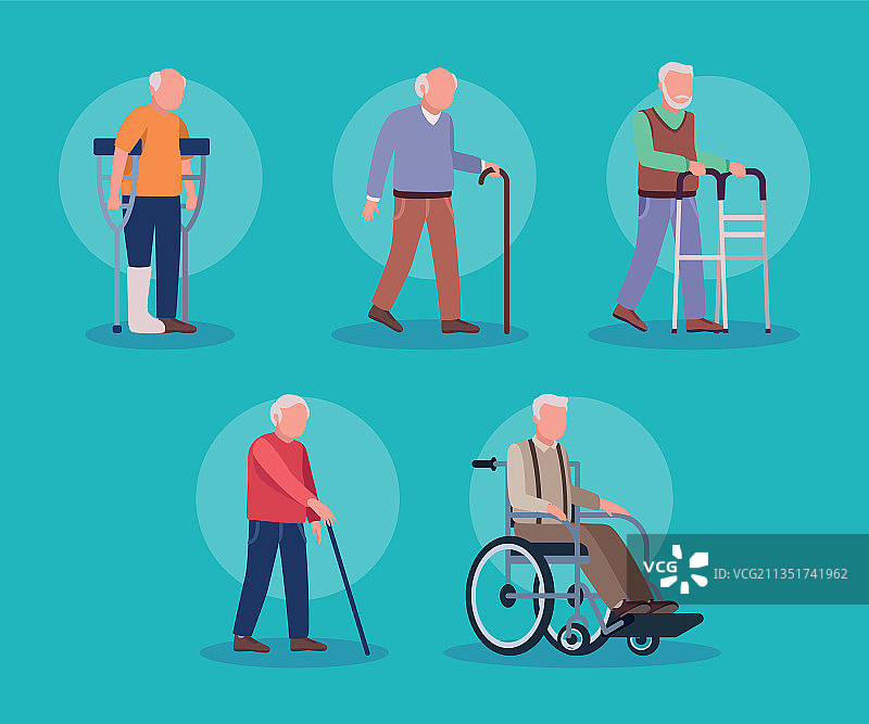 老年医学五位老人图片素材