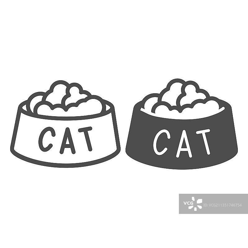 一碗猫粮宠物营养线条和实体图片素材
