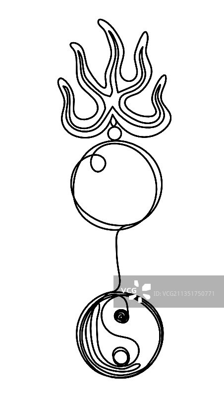 白色背景上的风水线条画图片素材