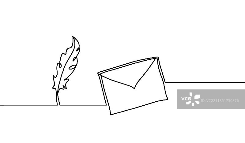 带有羽毛的抽象纸质信封图片素材