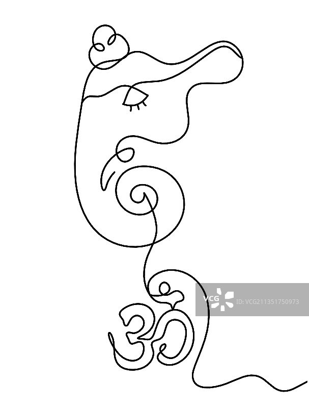 象头神与唵符号线条剪影图片素材