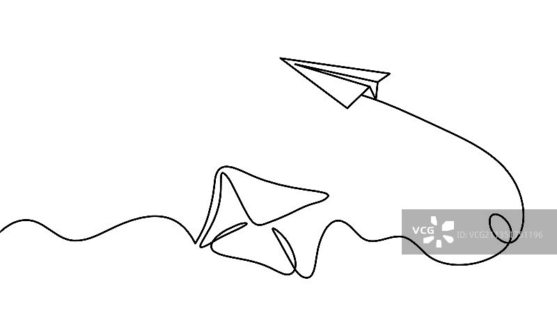 纸飞机线条抽象纸质信封图片素材