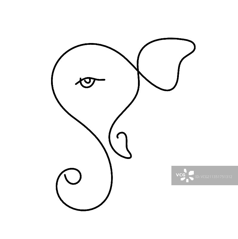 象头神线条剪影图片素材