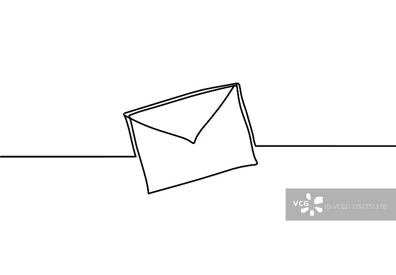 白色背景上的抽象纸质信封线条画图片素材