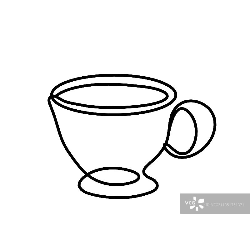 白色背景上的抽象杯子连续线条画图片素材