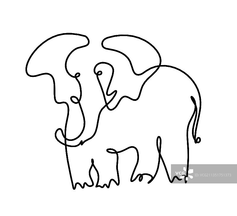 线条画抽象大象剪影图片素材
