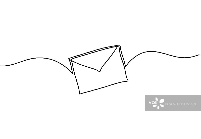 白色背景上的抽象纸质信封线条画图片素材