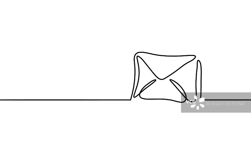 白色背景上的抽象纸质信封线条画图片素材