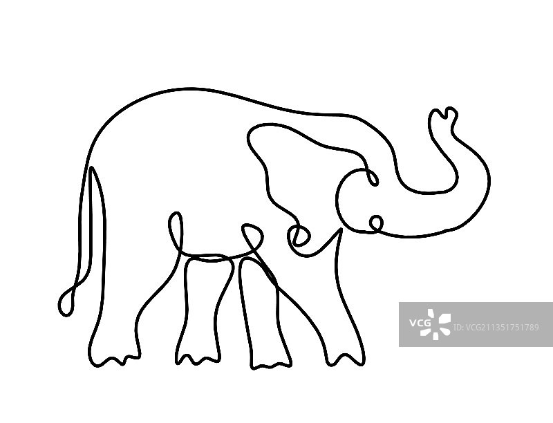 线条画抽象大象剪影图片素材