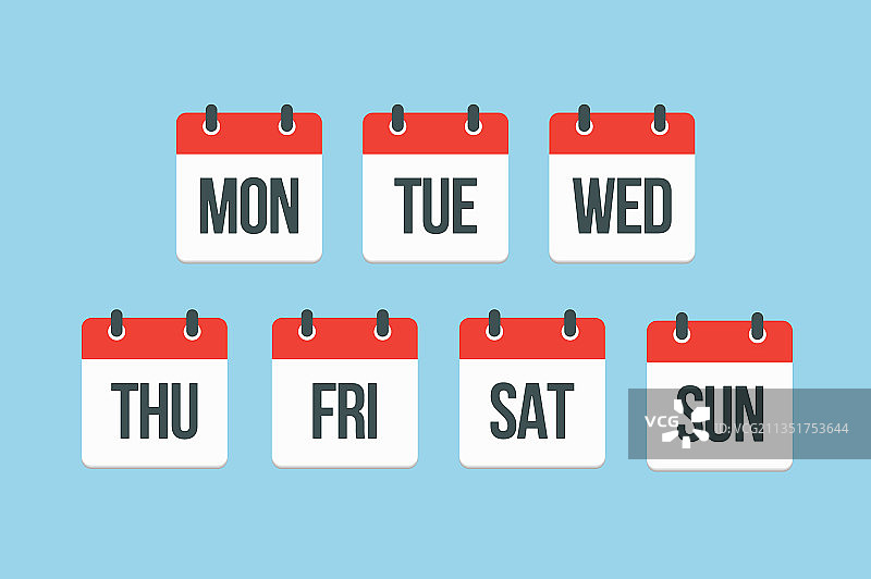 页面日历星期图标套装图片素材