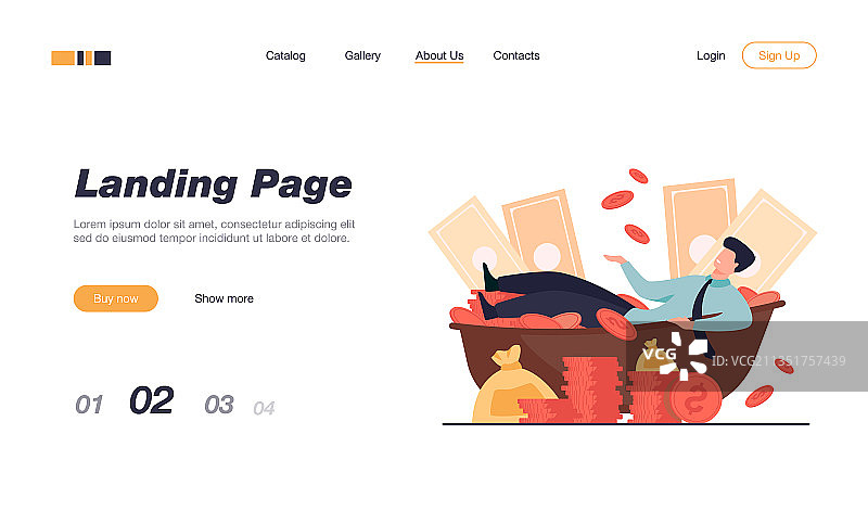 快乐的百万富翁用现金沐浴图片素材