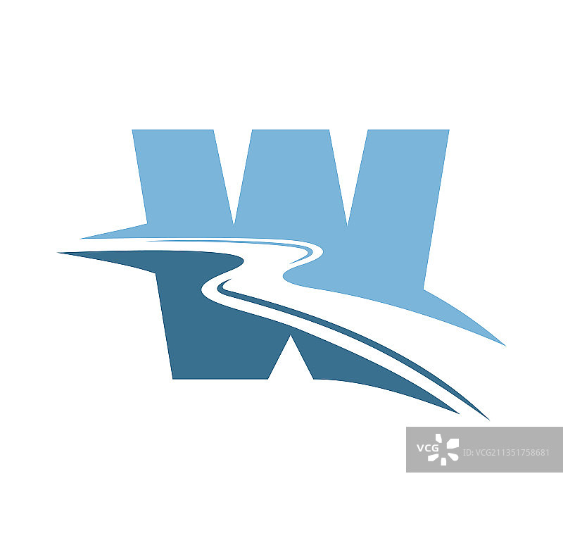 河流设计W字母logo图片素材
