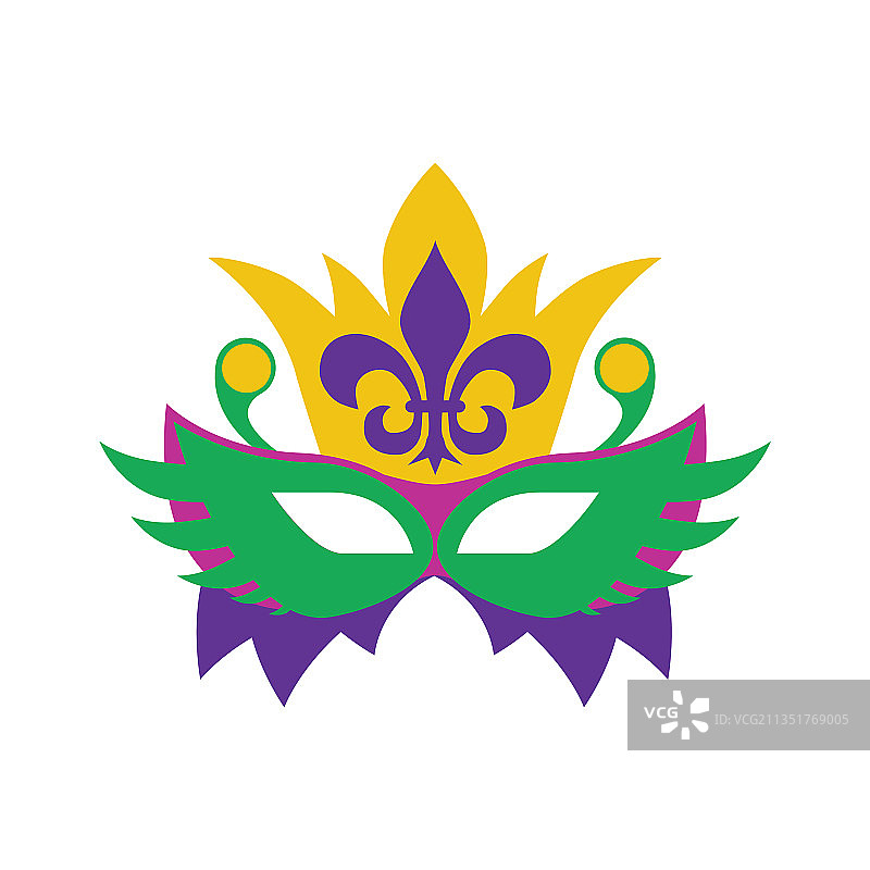 带有皇冠和皇家百合花的狂欢节面具图片素材