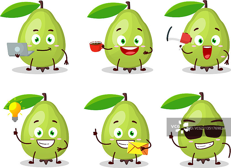 具有各种类型的番石榴卡通角色图片素材