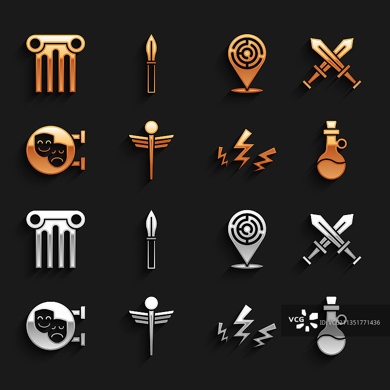 医疗双蛇杖与中世纪十字剑图片素材