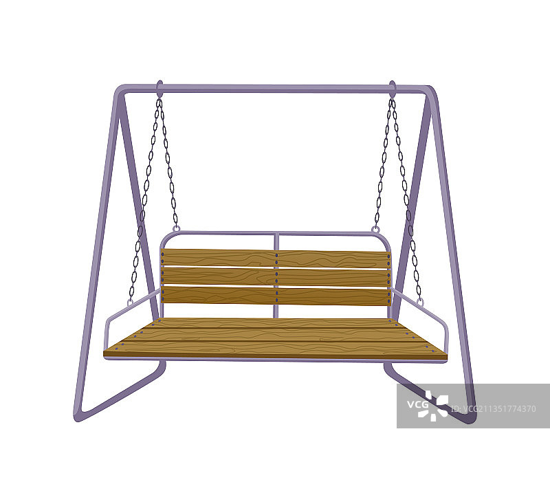 经典户外花园木制秋千长椅图片素材