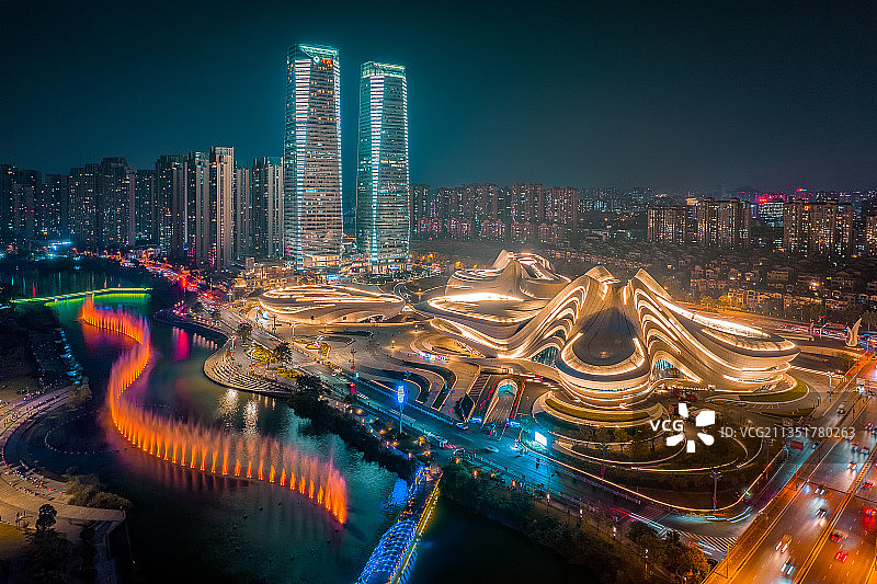 长沙梅溪湖夜景图片素材