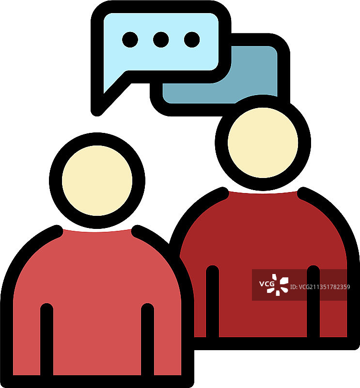 两人沟通图标彩色轮廓图片素材
