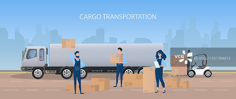 货运banner，白色大卡车概念图片素材