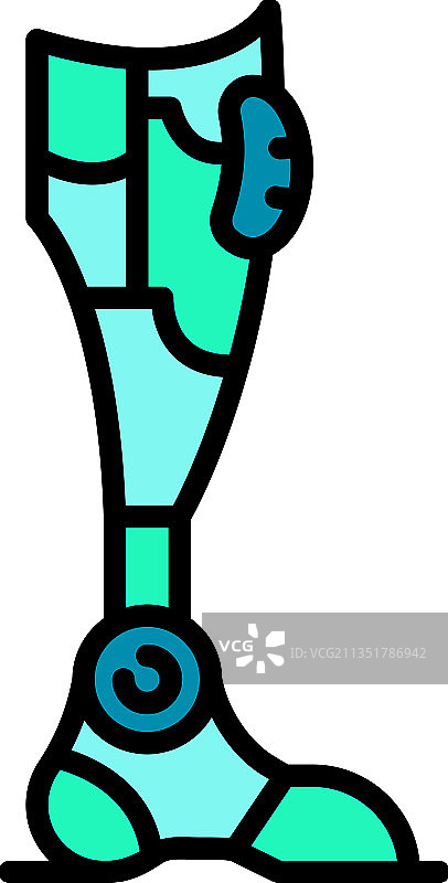 塑料假肢轮廓彩色图标图片素材