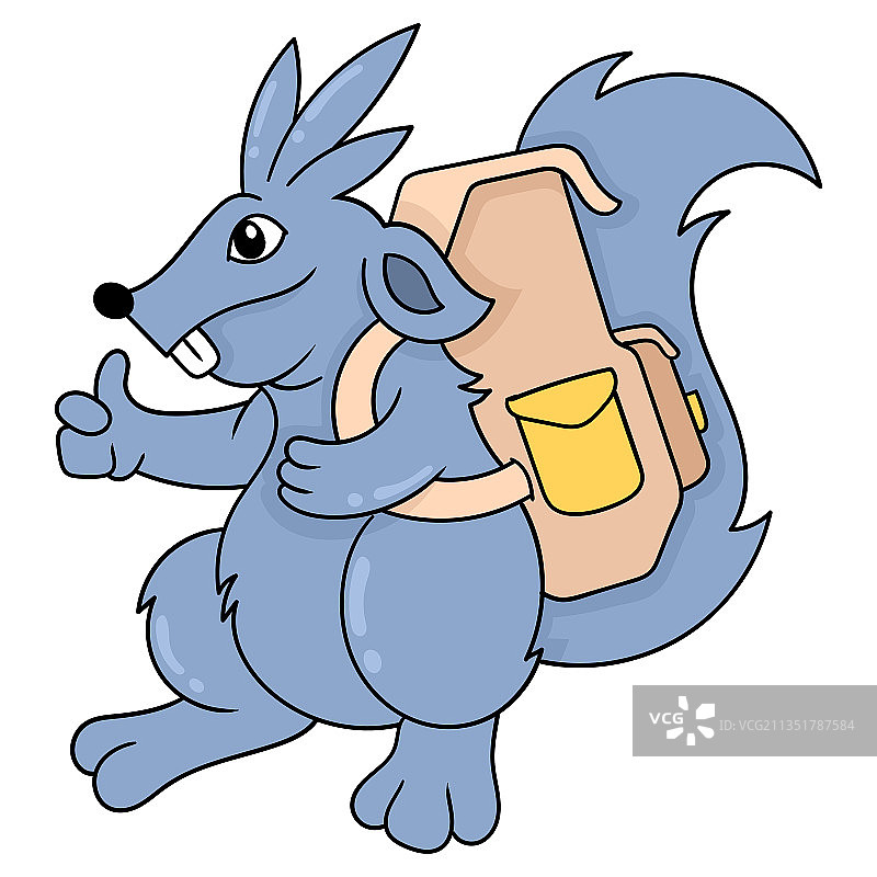 背着旅行包的快乐老鼠涂鸦图片素材