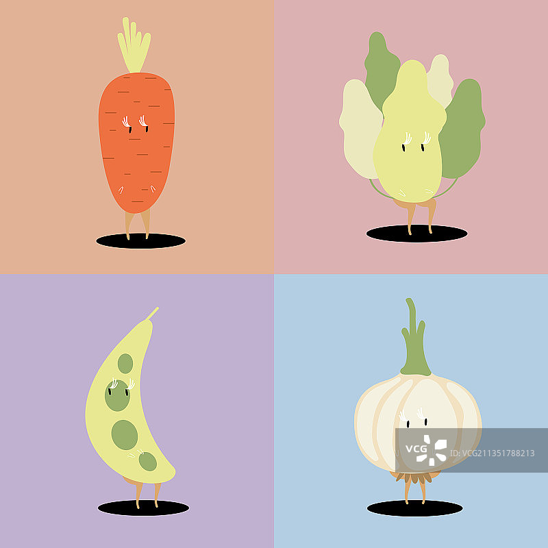 新鲜蔬菜卡通人物合集图片素材