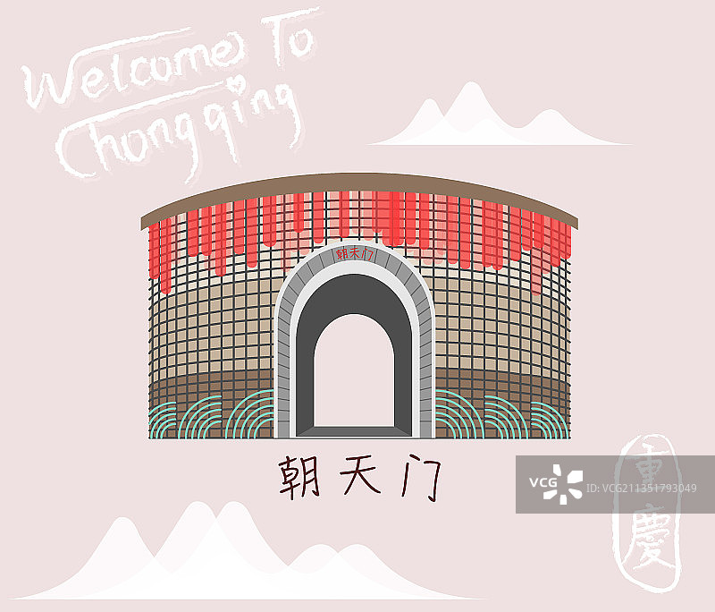 重庆地图地标 朝天门图片素材
