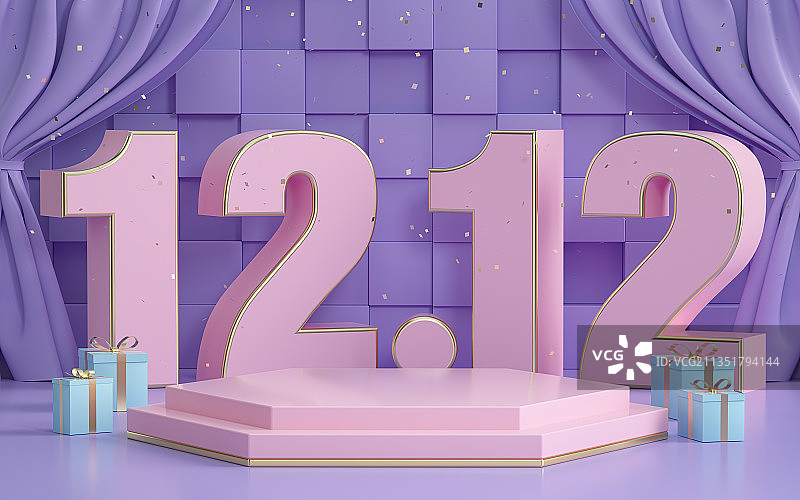 产品展台三维图形双12促销背景图片素材