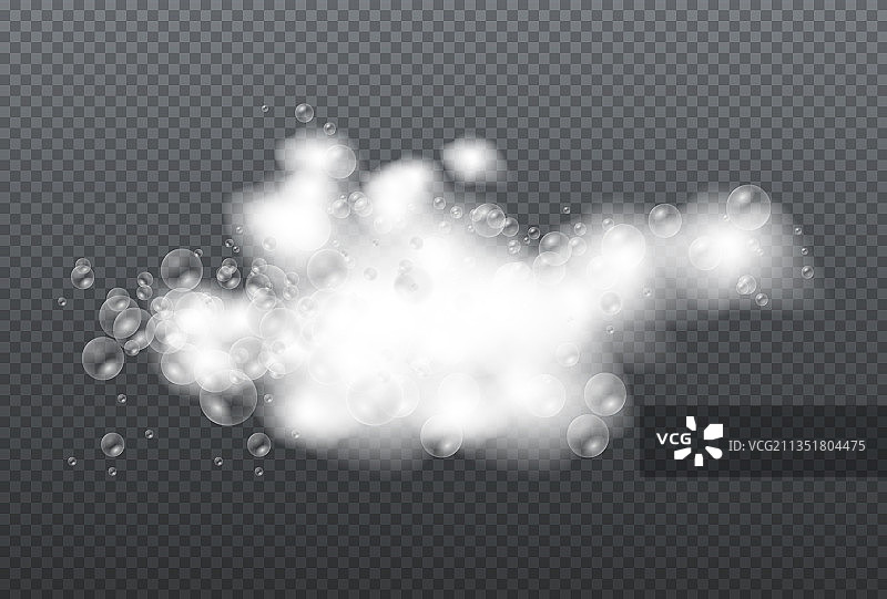 带洗发水泡泡的浴液套装图片素材