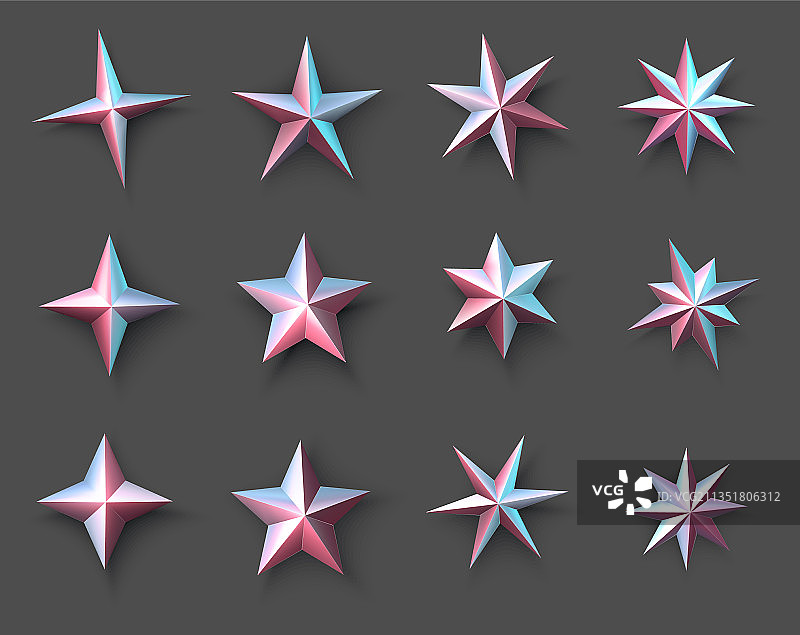 灰色背景上的星星图案合集图片素材