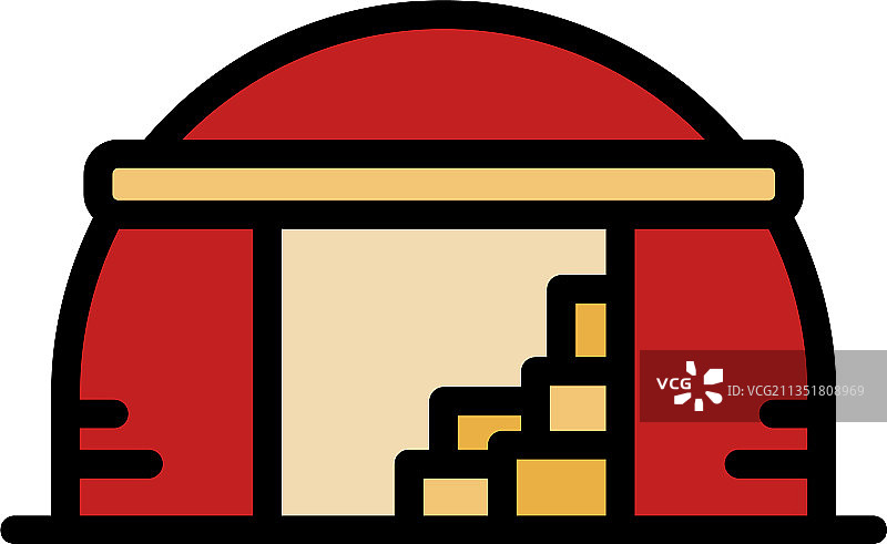 旧机库图标彩色轮廓图片素材