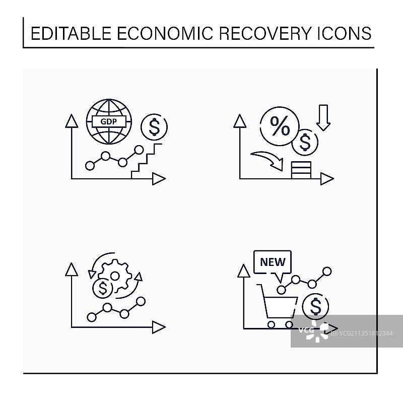 经济复苏线图标设置图片素材