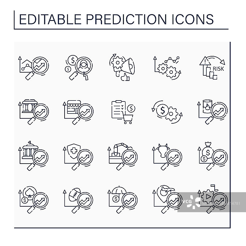 预测分析线性图标集图片素材