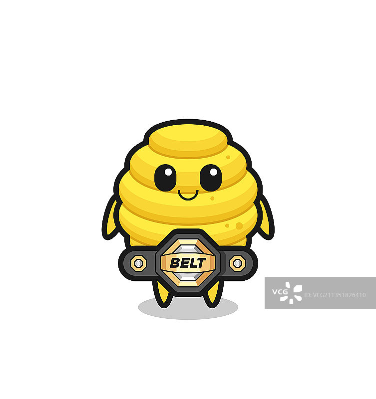 MMA格斗士蜜蜂蜂巢吉祥物与腰带图片素材