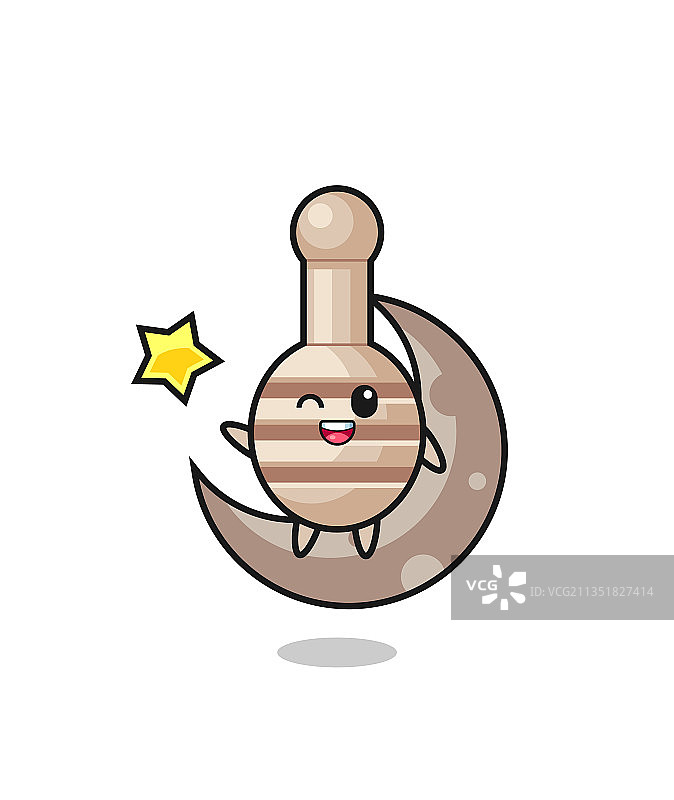 坐在半月上的蜂蜜勺卡通图片素材