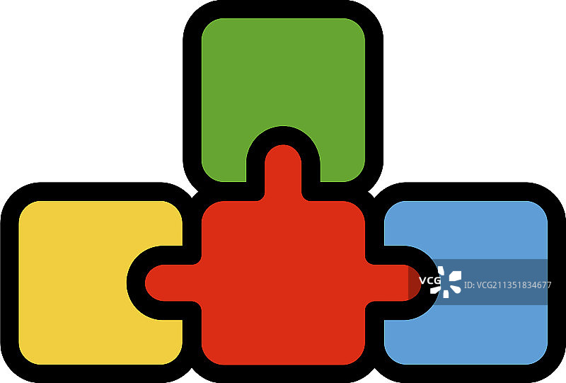 拼图创意彩色轮廓图标图片素材