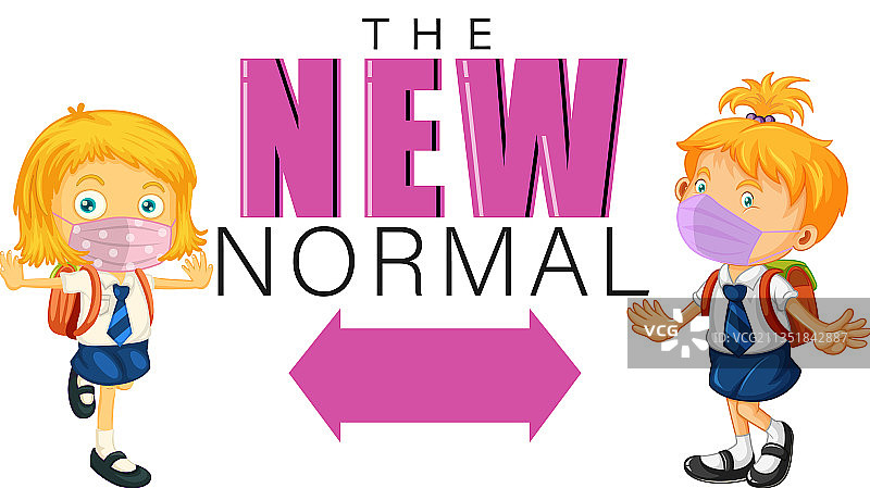 儿童保持社交距离的新常态图片素材